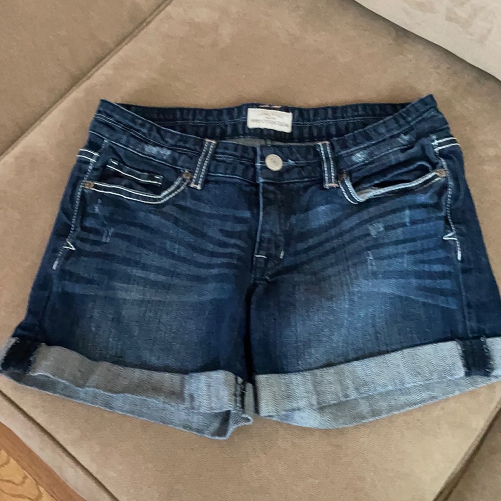 5 pocket dark denim shorts